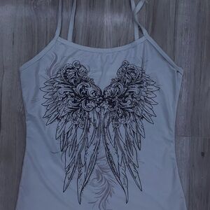 White and black angel wings cropped tee #angelwings